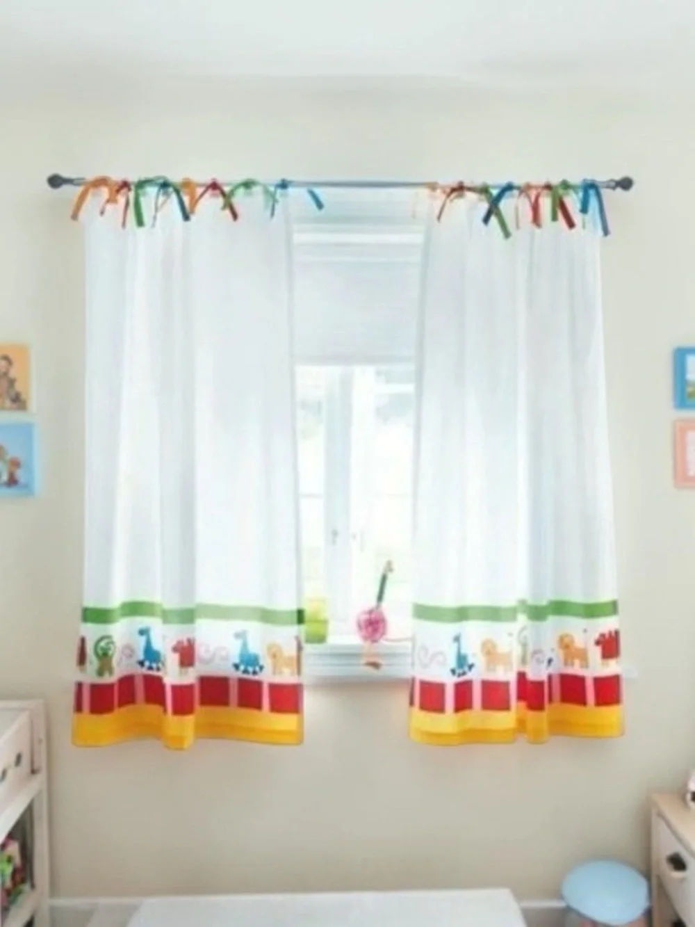 IKEA Barnslig Djur Curtains 2 Panels 47x69 NEW Kids Animals Zoo Nursery RETIRED